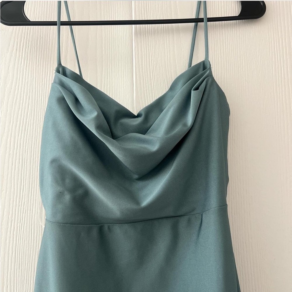 Sage Teal Dress with Spaghetti Straps